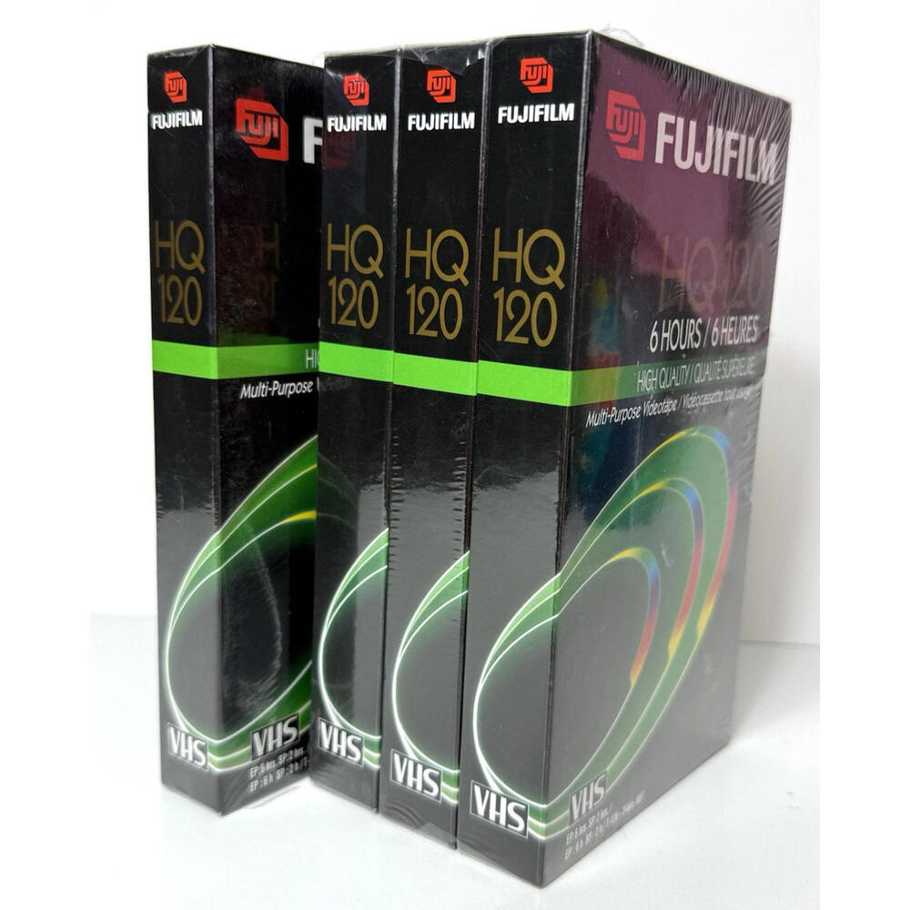 NEW Sealed Fuji Fujifilm HQ120 4 Pack Blank VHS Video Camera Tapes 6 Hour